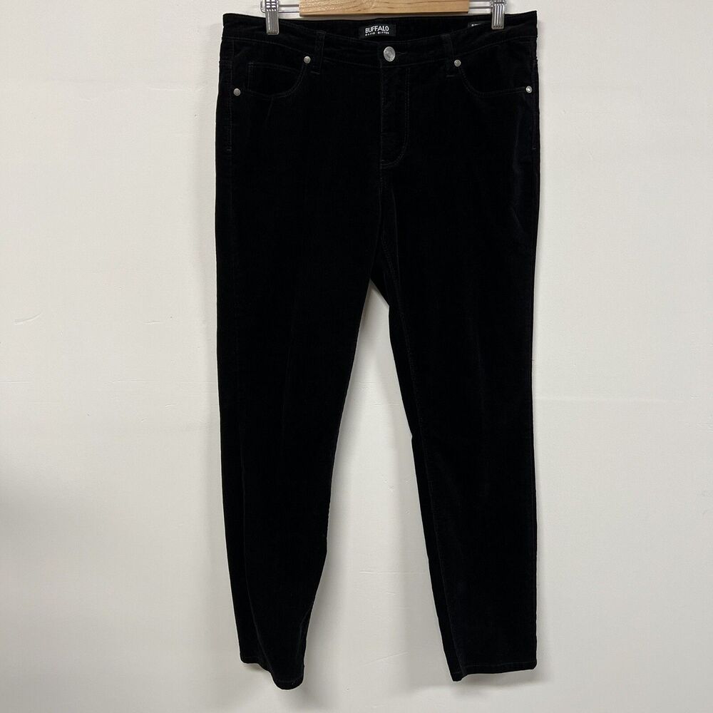 Buffalo David Bitton Corduroy Skinny Pants Size 12 Black Mid Rise Fall Winter